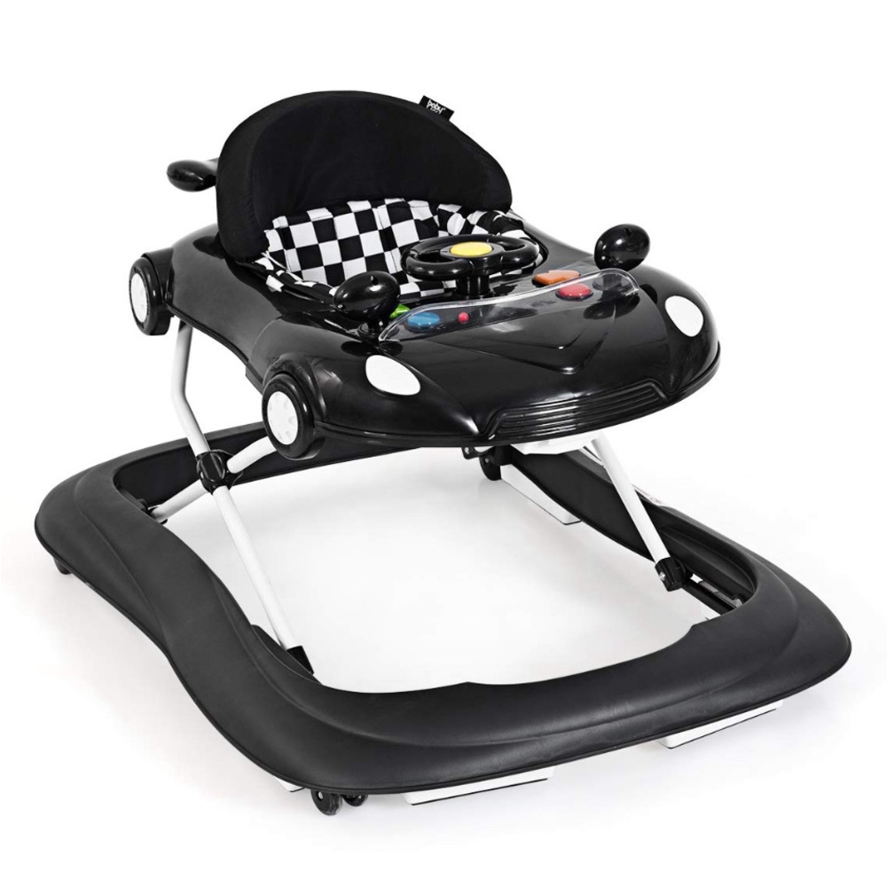 HONEY JOY Walker with Wheels, Foldable Seated and Adjustable Height